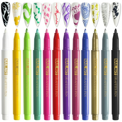 POT-118 12 colors marker pen nail painting pen