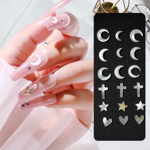 NDO-571 Moon stars heart shell nail art charms