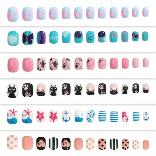 PNT-75 Colorful cute 24pcs per sheet child press on nails