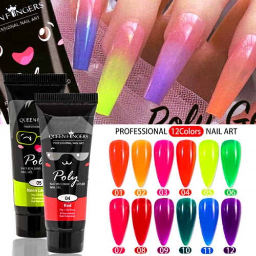 YCS-02 15ml 12pcs/set neon nail art poly gel