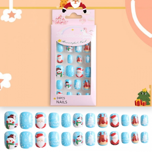 PNT-87 Christmas child nail tips press on nails for kids