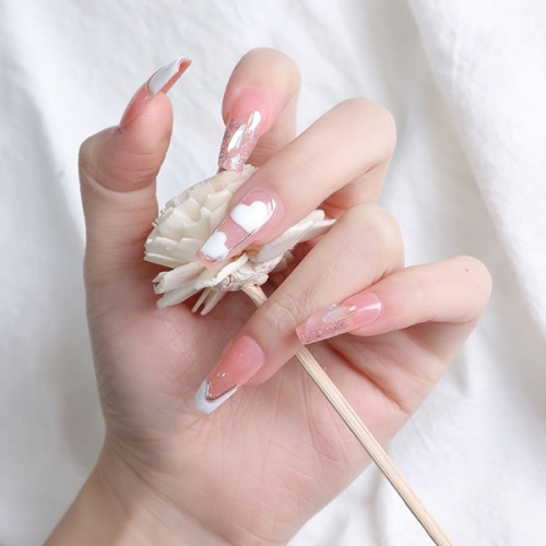 SNT-S038 Pink nail tips handmade press on nails