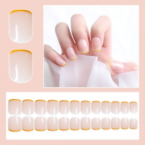 PNT-101-55 Short square French style nail tips press on nails