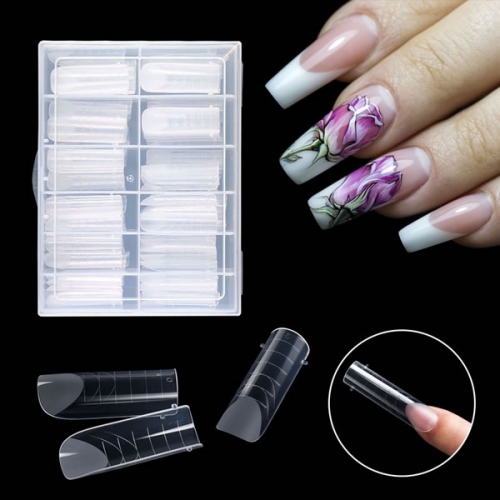 NTS-109 120pcs/box xxl long coffin square poly gel form dual nail tips