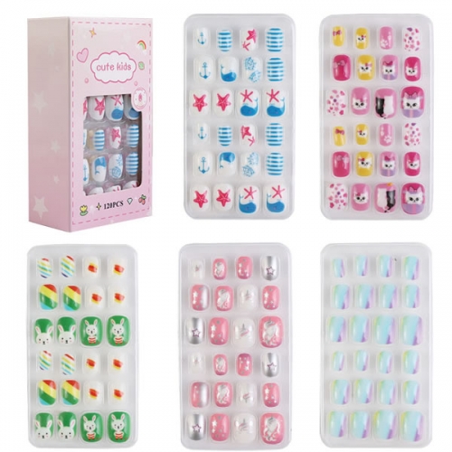 PNT-120 5 kinds set kids press on nails