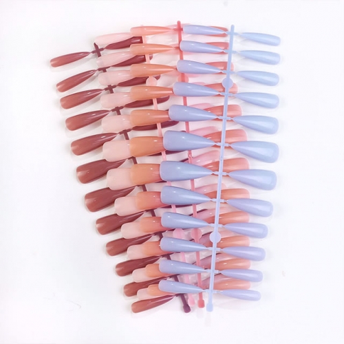 PNT-173 Long Stiletto Translucency Pink Nail Art Tips Press on Nails