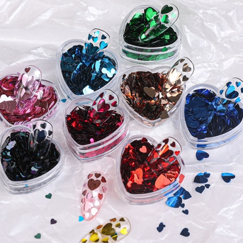 GSP-210 Heart shape jar different shapes nail art glitters