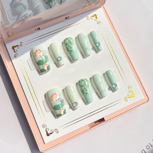 PNT-182 Chinese style press on nails 10pcs per set