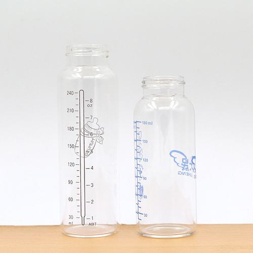 Оптовая цена Food Grade стеклянная бутылочка для кормления молока с измерениями