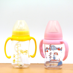Botella de cristal de alimentación de leche de bebé resistente al calor con soporte de silicona