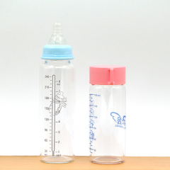 卸売価格食品グレードガラスミルク哺乳瓶測定値付き