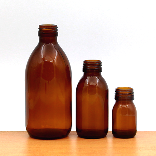 Manufacturer amber empty glass syrups bottle 300CC medicine bottles with screw neck