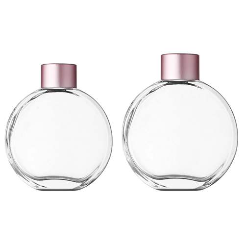 bouteille en verre ronde plate d'Aromatherapy de 30ml 50ml 100ml 150ml avec l'anneau en aluminium