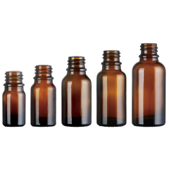 Empty Wholesale Cosmetic Round Shoulder Amber Essential Oil Bottle