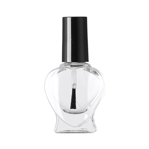 Venta al por mayor Venta caliente 5ML 10ML 15ML Botella de aceite de esmalte de uñas de vidrio con forma de corazón con tapa de cepillo de plástico