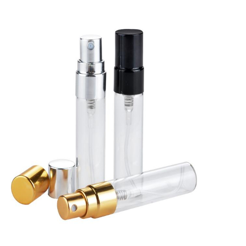 2ml 3ML 5ML Empty Fine Mist Vial with Black White Pump Sprayers Clear Glass Spray Bottles