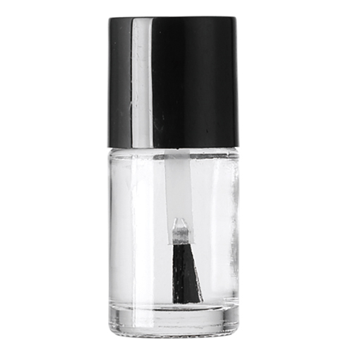 Venta al por mayor 5ML 10ML 15ML Botella de aceite de esmalte de uñas de vidrio de forma redonda con tapa de cepillo redonda
