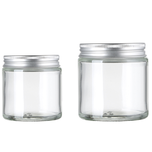 15 30 50 100ml Clear Glass Bottle Jar Cosmetic with Silver Aluminum Lid