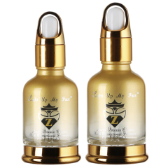 Frasco de óleo essencial de vidro 20ml 30ml 50ml com cesta de alumínio ouro conta-gotas