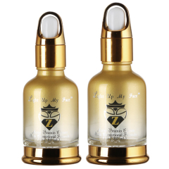 Botella de aceite esencial de vidrio de 20 ml, 30 ml, 50 ml con cuentagotas de cesta de aluminio dorado