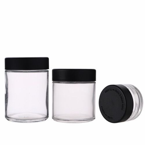1 oz 2 oz 3 oz 4 oz 5 oz Atacado frascos de vidro transparentes personalizados de alta qualidade com tampa de plástico CRC