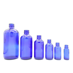 Wholesale Blue Empty Boston Glass Bottle with Screw Top