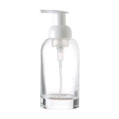 Botella de acero de fábrica de 350 ML botella cosmética de vidrio transparente vacío con bomba de espuma