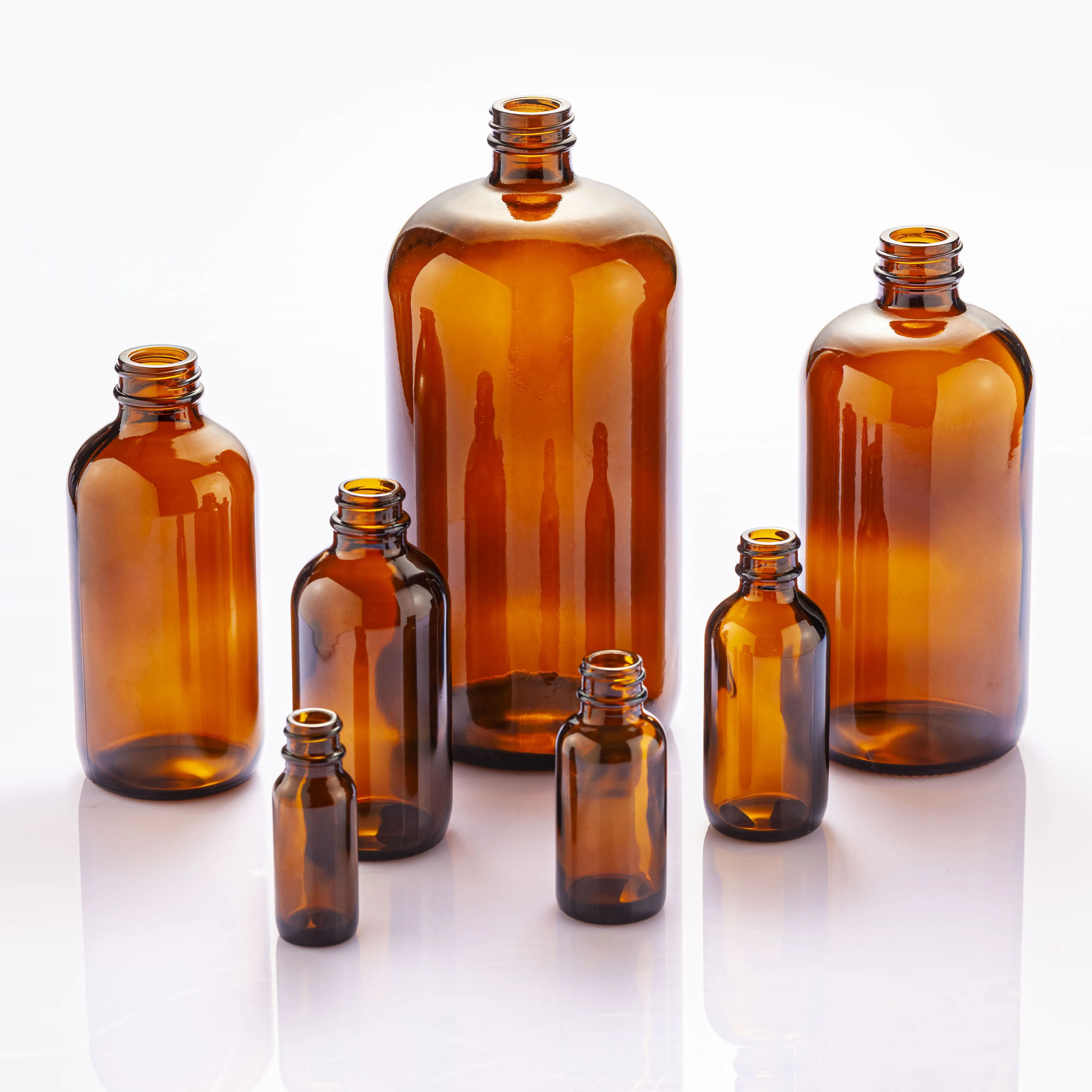 Wholesale Amber Empty Boston Glass Bottle with Screw Top