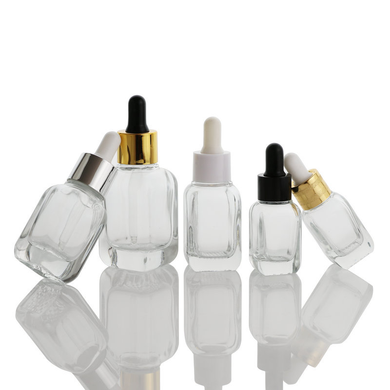 10ml 20ml 30ml 40ml Clear Square Bottle with  Dropper