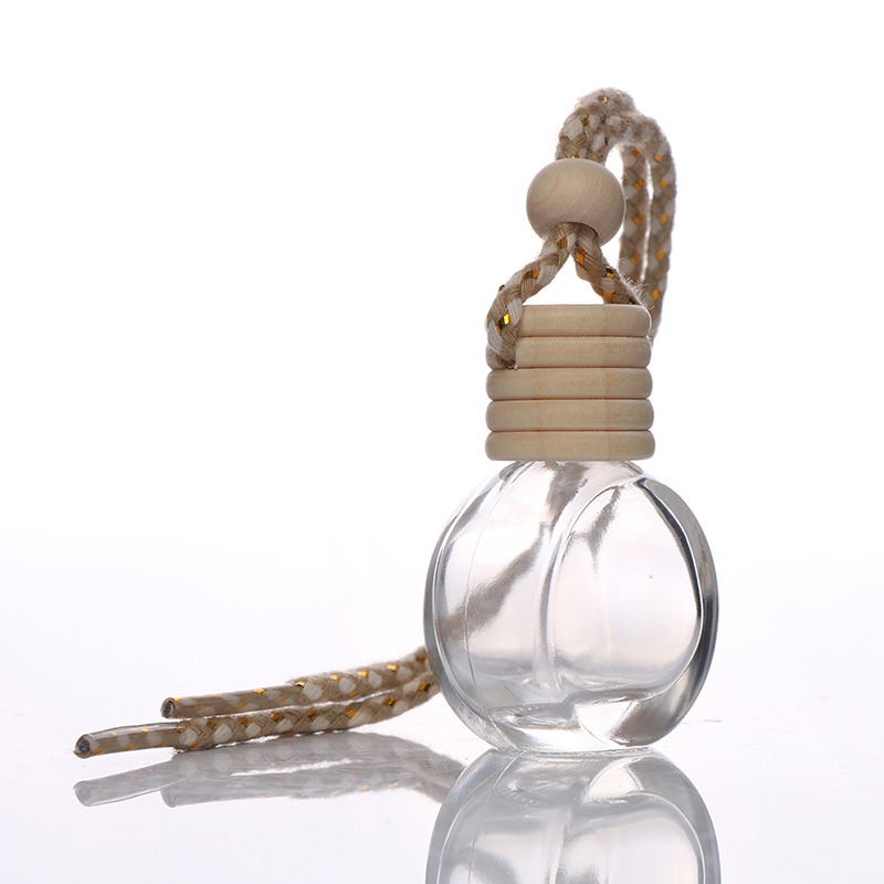 5ml 8ml Logo personalizado Aceptable Ronda Coche Colgante Botella de vidrio para aromaterapia