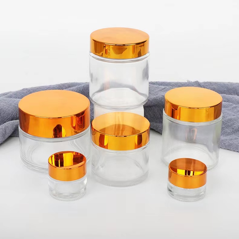 5/10/15/20/30/50/60/100g transparent matte with electroplated lid cosmetic jar