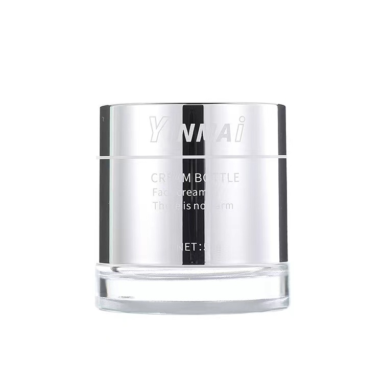 Vente chaude 50g haute couverture cosmétique emballage verre crème pot