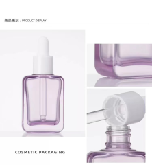 Botella de goteo de vidrio redondo plano de 30 ML para botellas de cosméticos de esencia de aceite esencial