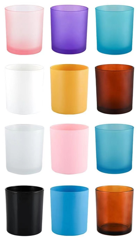 Vela vazia de vidro fosco colorido personalizado pode vazio recipiente de vela
