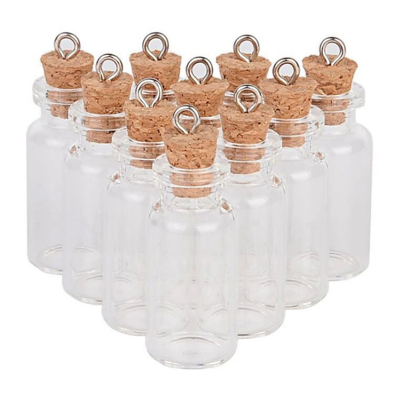 MiNi small glass Wishing Bottles with metal clip