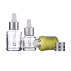 5 - 100 ml botella vacía de vidrio de gotero de emulsión cosmética de aceite esencial antiluz dorada