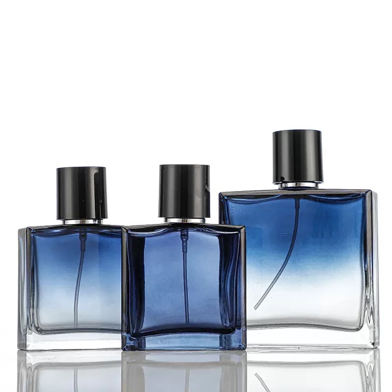 Wholesale 50ml 100ml Crimp Neck Man Rectangle Glass Perfume Bottle