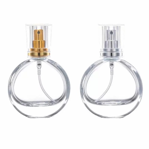 Wholesale 25ml Crimp Neck Flat Round Glass Perfume Bottle