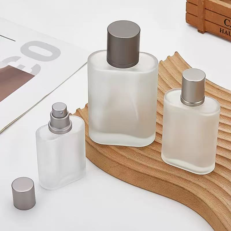 Wholesale 30ml 50ml 100ml Crimp Neck Flat Rectangle Glass Perfume Bottle