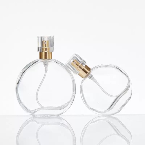 Wholesale 30ml 50ml 100ml Crimp Neck Flat Round Glass Perfume Bottle