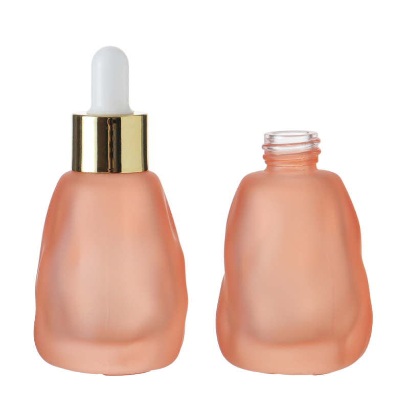 5 - 100 ml botella vacía de vidrio de gotero de emulsión cosmética de aceite esencial antiluz dorada