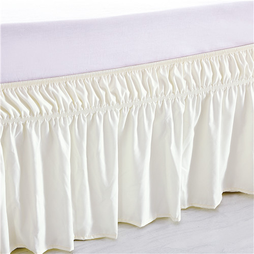 White Queen/King MEILA Bed Skirt Three Fabric Sides Elastic Wrap Around Dust Ruffled Solid Bed Skirts Easy On/Easy Off 16 Inch Tailored Drop 