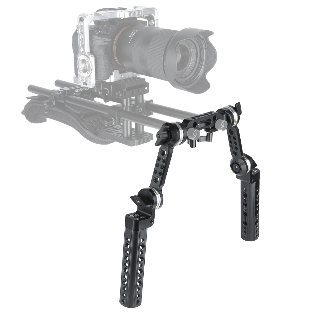 NICEYRIG Rosette Handle Kit with ARRI Rosette Extension Arm M6 Thread Standard MountApplicable for 15mm DSLR Camera Shoulder Rig System 270 