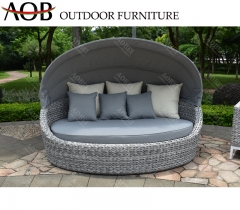 aobei aob outdoor garden hotel resort rattan wicker round sunbed daybed with canopy