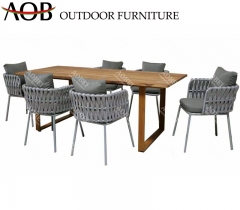 AOB aobei outdoor garden hotel rope weaving 6 seater dining furniture set with teak table