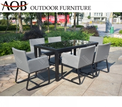 AOB aobei outdoor garden hotel restaurant light grey fabric dining furniture set
