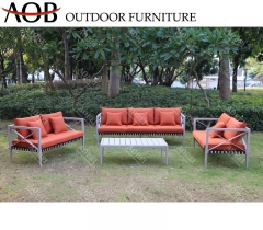 aobei aob outdoor garden restaurant aluminum modern sofa lounge furniture set with rope weaving