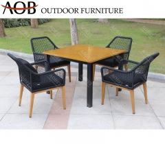 AOB aobei outdoor rope weaving 4 seater dining furniture set with square table