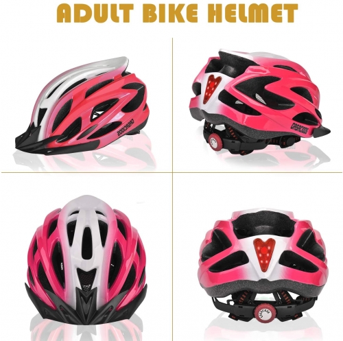 Bike Helmet, Adjustable Lightweight Bicycle Helmets for Adult, Road Helmet with Visor&Rear LED Light Gasaciods