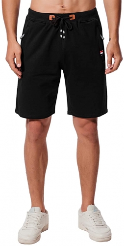 Herren Beiläufig Shorts Baumwolle Sport Jogger Classic Fit Sommershorts, elastische Taille Reißverschlusstaschen